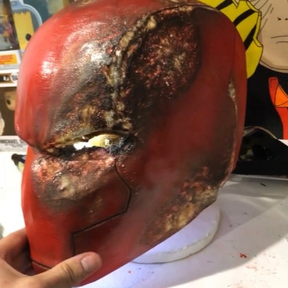 Red hood battle damage helmet! - Picture 2 of 5
